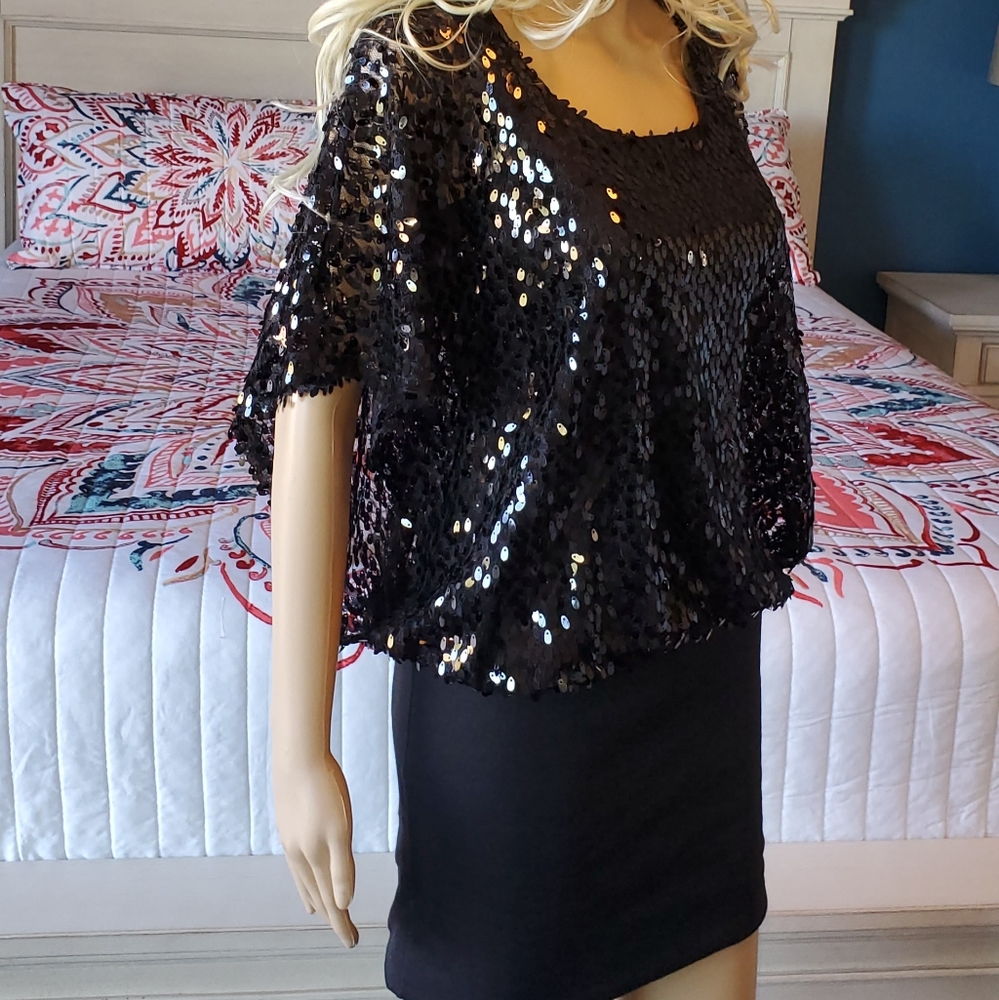 VENUS Black mini Sequin Dress SZ Xsm